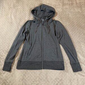 Moret Ultra Womens M Hoodie Sweatshirt Gray Full Zip Lightweight Polyester Blend